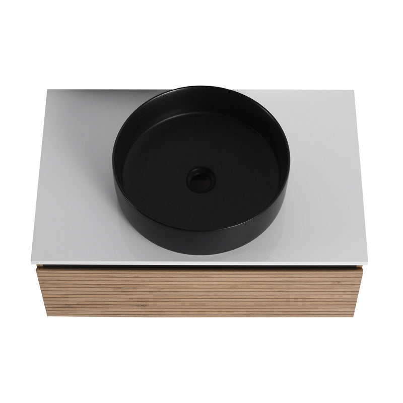 Wall Mounted Bathroom Vanity With Art Sink & 1 Soft Close Drawer