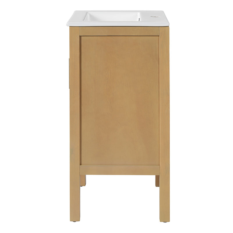 Bathroom Cabinet With Sink, Adjustable Shelf, Soft Closing Hinges - Natural Wood