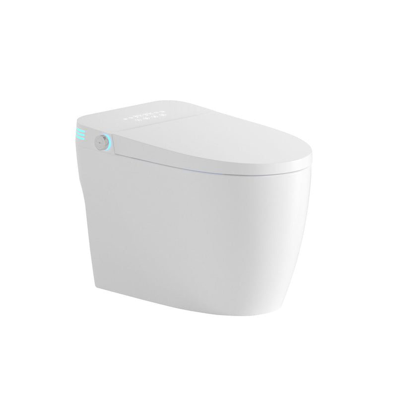 Tankless Smart Toilet With Bidet Built In, 1 Piece Bidet Toilet Seat, Auto Flush, Heated Seat, Warm Water And Dry, Adjustable Temp, Remote Control Side Know - White