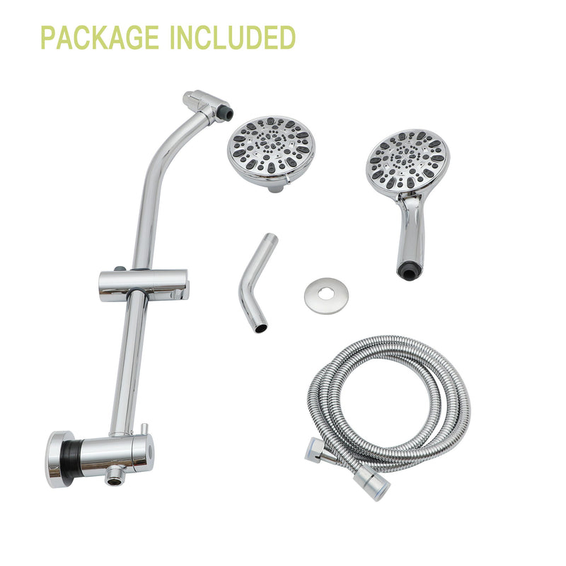 Multi Function Dual Shower Head Shower System With 4.7" Rain Showerhead, 7 Function Hand Shower, Adjustable Slide Bar