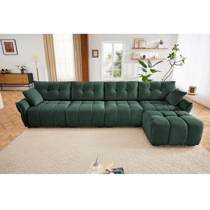 Sofa Set With Ottoman And Pillows, Textured, High Resilience Cushions
