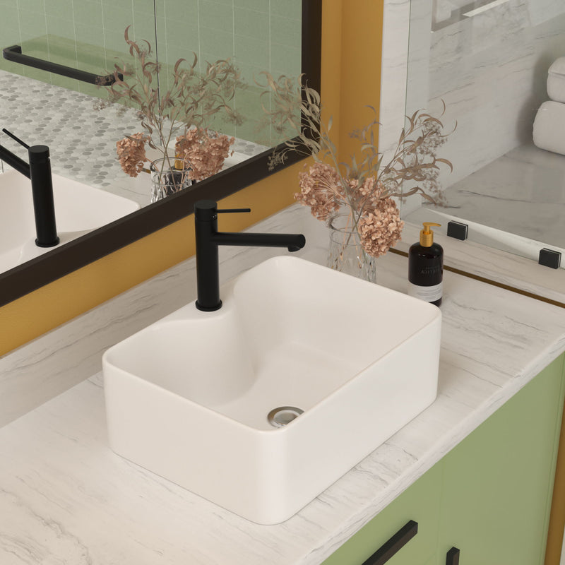 Modern Ceramic Rectangular Vessel Bathroom Sink With Sleek Design