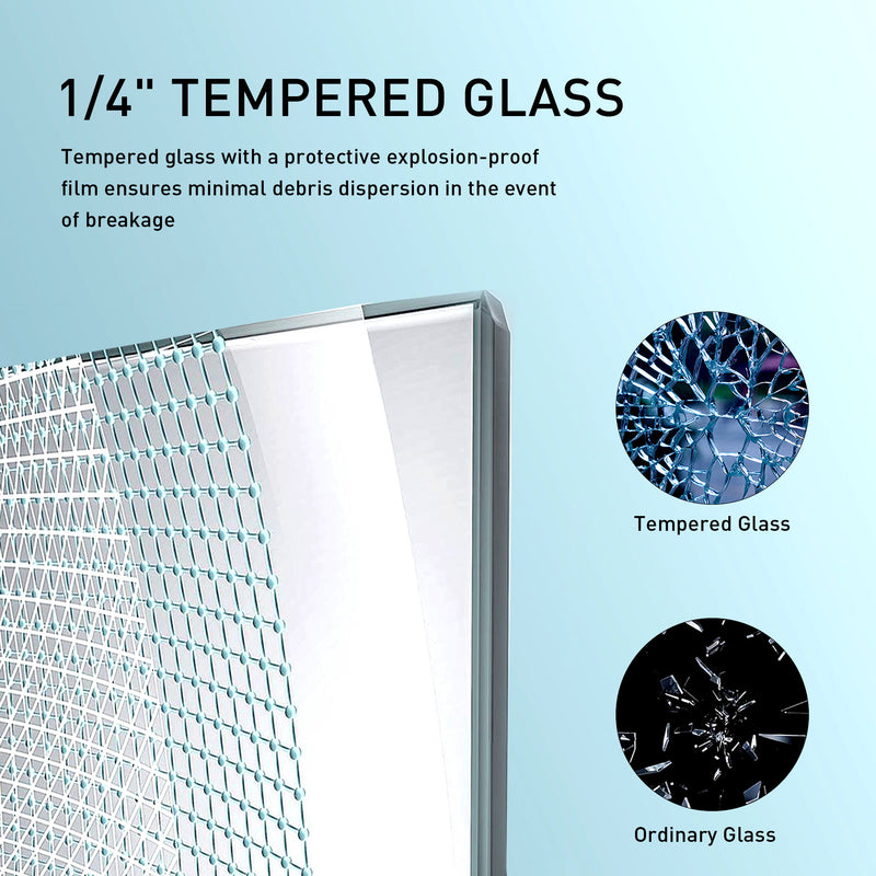 Frameless Soft-Closing Shower Door, 1/4" (6 Mm) Tempered Glass Single Sliding With Explosion Proof Coating