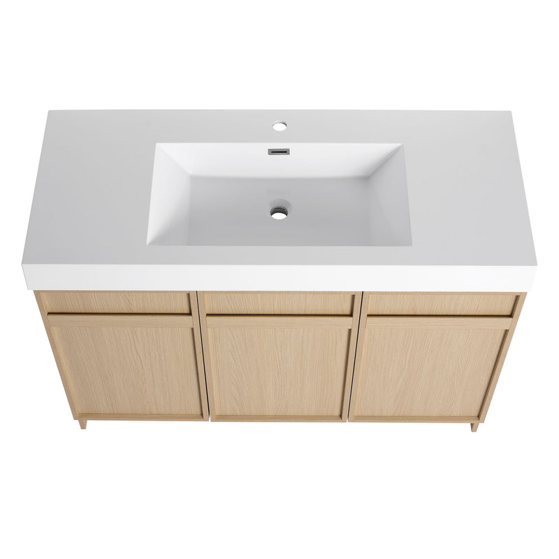 Freestanding Bathroom Vanity With Resin Sink & Soft Close Cabinet Doors