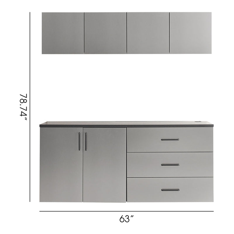 Astro Series - Garage Cabinet Set C With Soft Closing Drawers - Metallic Gray
