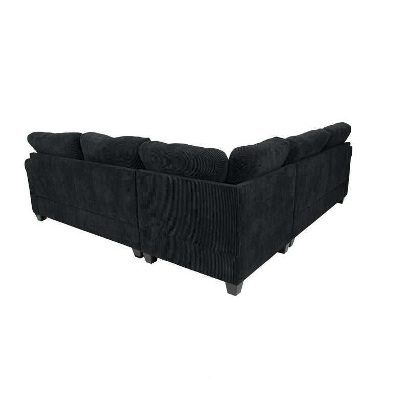 Modern Sectional Set With Corner Wedge, Loveseat, Ottoman & 2 Pillows