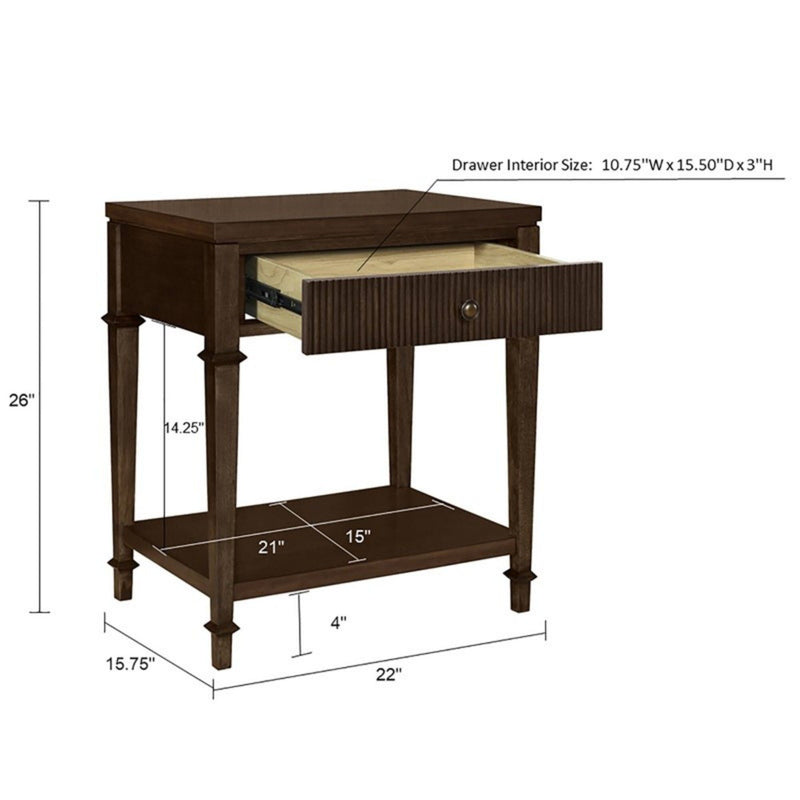 Kenna - Nightstand With Storage - Dark Coffee