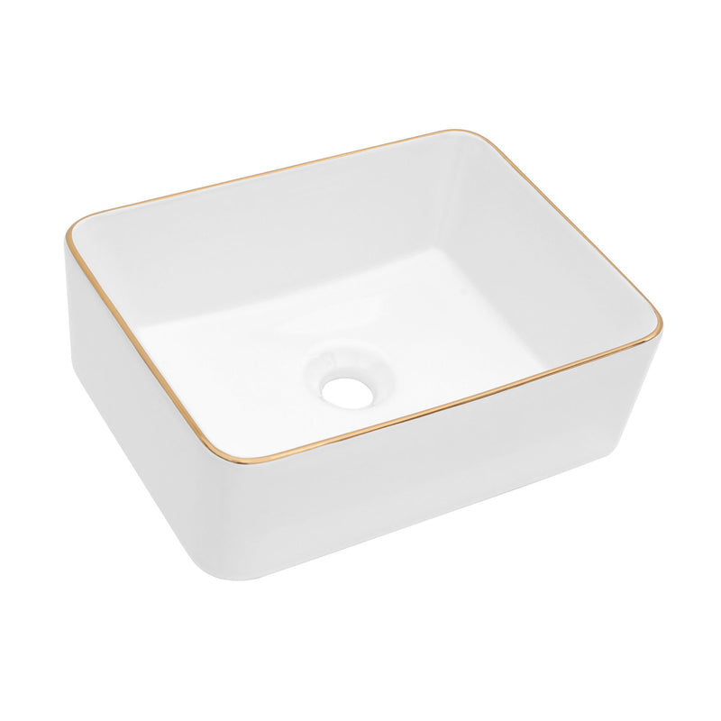 Modern European Style Ceramic Rectangular Vessel Bathroom Sink