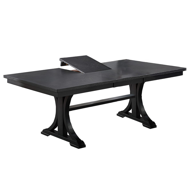 Rectangle Dining Table With Butterfly Leaf, Trestle Base - Charcoal