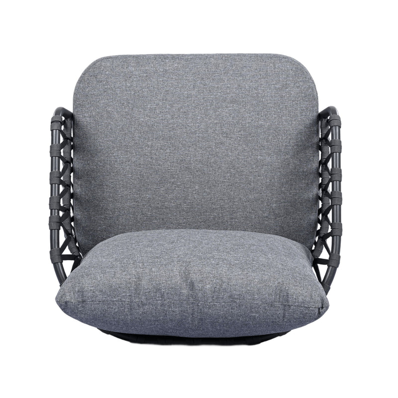 4 Piece Outdoor Patio Furniture Set, Metal Chairs With Woven Rope U Shaped Backrest