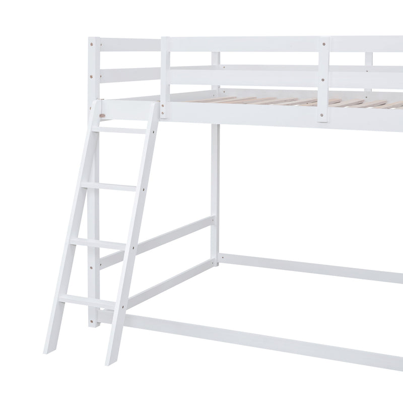 Bunk Bed With Ladder, Slide, And Shelves Pine Wood