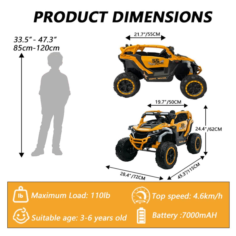 Ride On Kids Electric Truck With Remote Control, Front & Rear Suspension