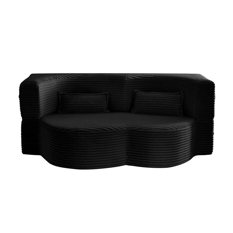 Floor Convertible Sleeper Sofa Bed With 2 Pillows