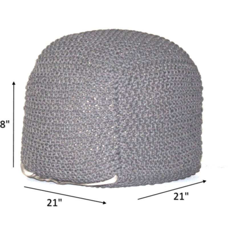 Semi Rounded Pouf, Cable Knitted, Perfect Seating
