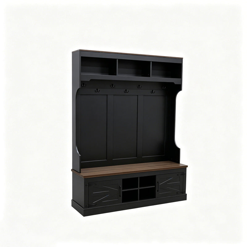 Farmhouse Hall Tree With Bench And Shoe Storage