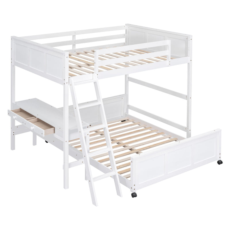 Full Over Full Bunk Bed With Desk