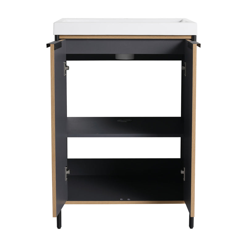 Modern Freestanding Bathroom Vanity With Resin Sink & Soft Close Cabinet Doors
