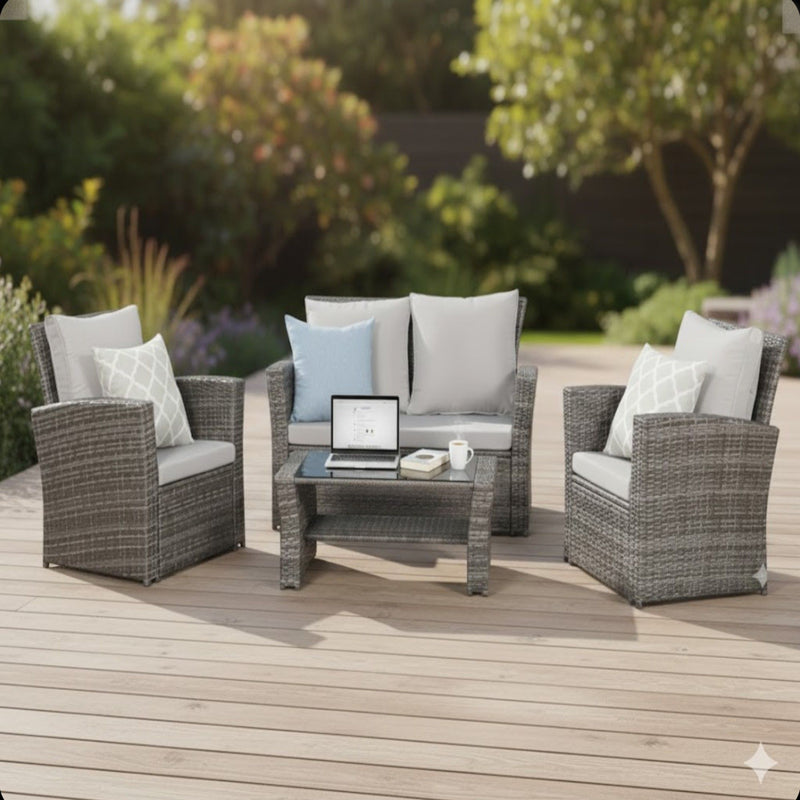 Modern Patio Set With Table And Cushions