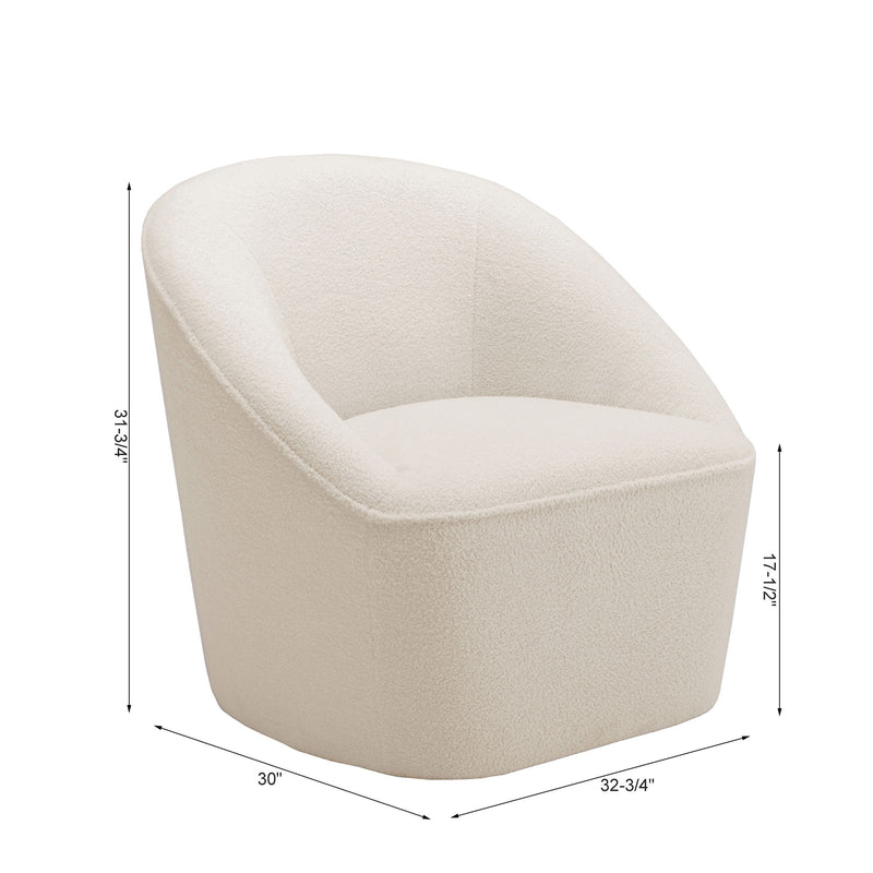 Anson - Swivel Chair With Soft Rounded Back - Off White