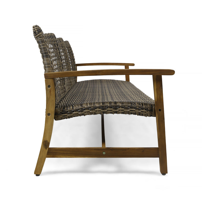 Outdoor 3 Seater Sofa With Rattan Cover - Natural / Gray