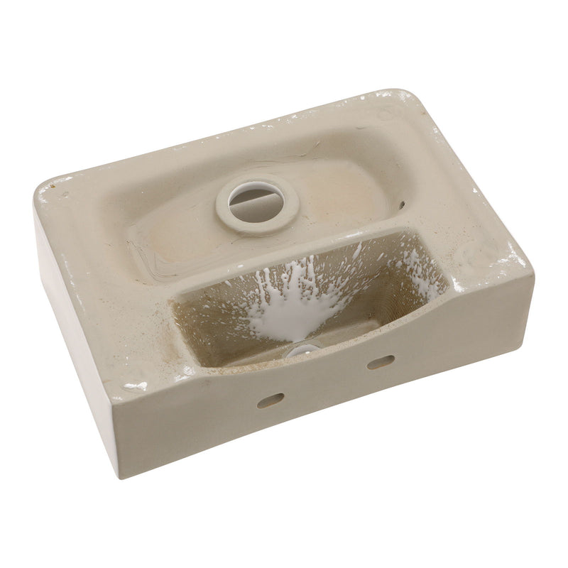 Ceramic Rectangle Wall Mount Bathroom Sink With Single Faucet Hole