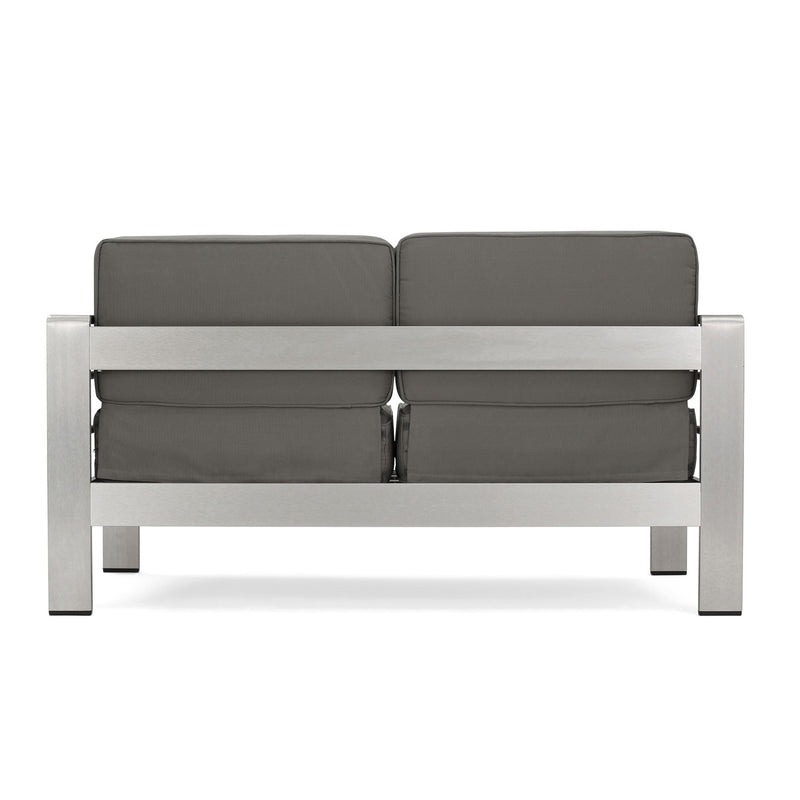 Outdoor Aluminum Loveseat With Cushion - Khaki