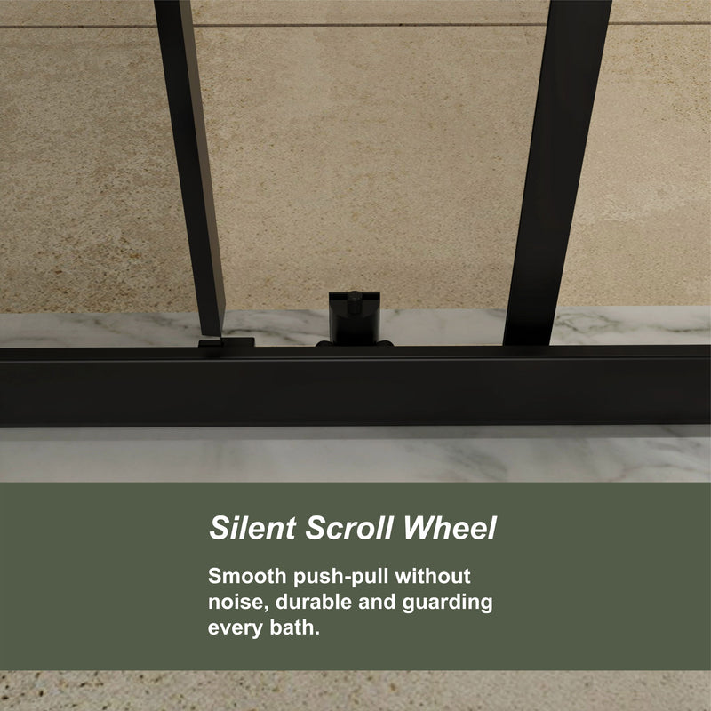 Single Sliding Shower Door, Thick Clear Tempered Glass Shower Door With Stainless Steel Handle