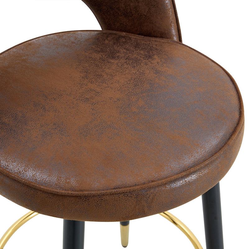 Upholstered Rotatable Bar Chair With Metal Legs For Dining Room