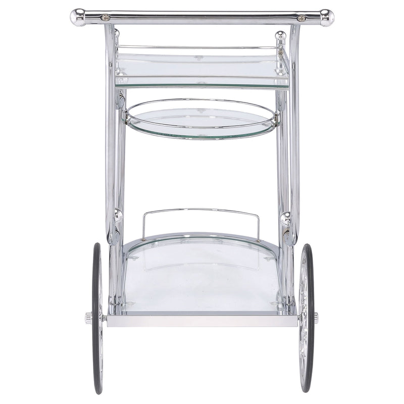Reia - 3 Tier Cart With Casters & Tempered Glass Design - Chrome