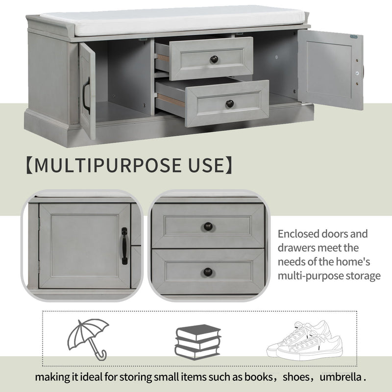 Hearth & Haven Daisy - Storage Bench With 2 Drawers And 2 Cabinets
