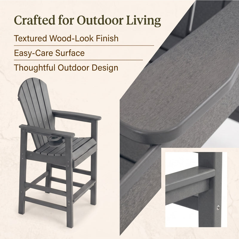 Bar Height Adirondack Chair With Cup Holder And Armrests