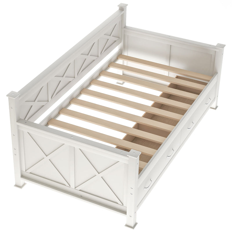 Modern Daybed With 2 Large Drawers, X Shaped Frame