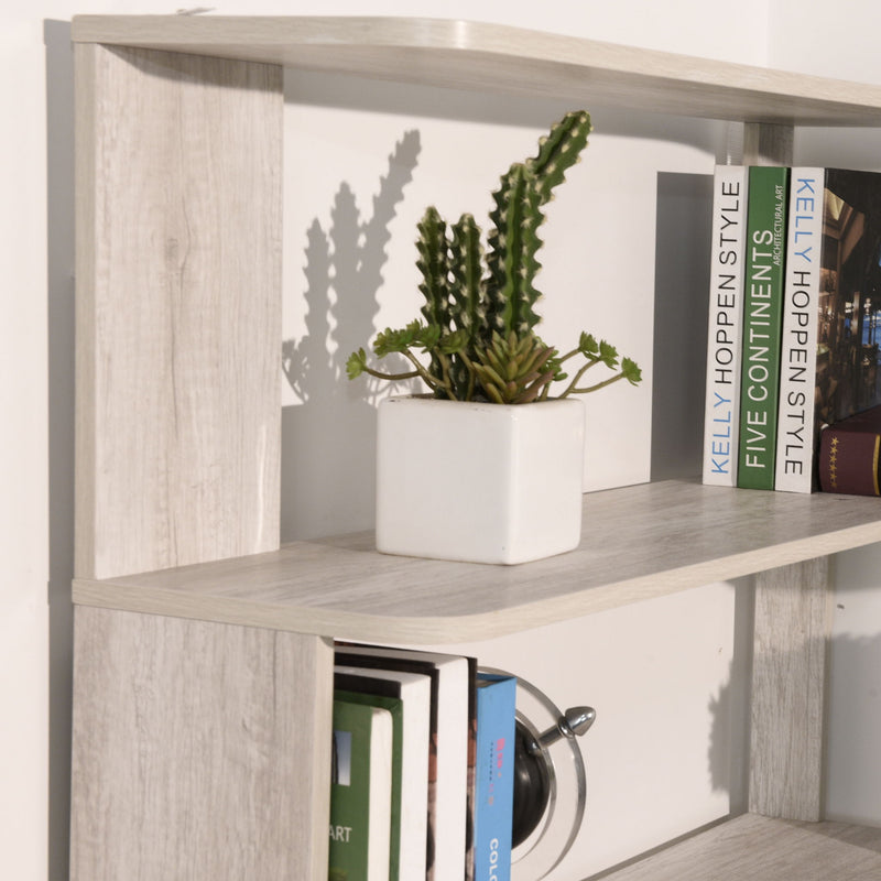 Extended Corner Bookshelf For Living Room - Light Gray