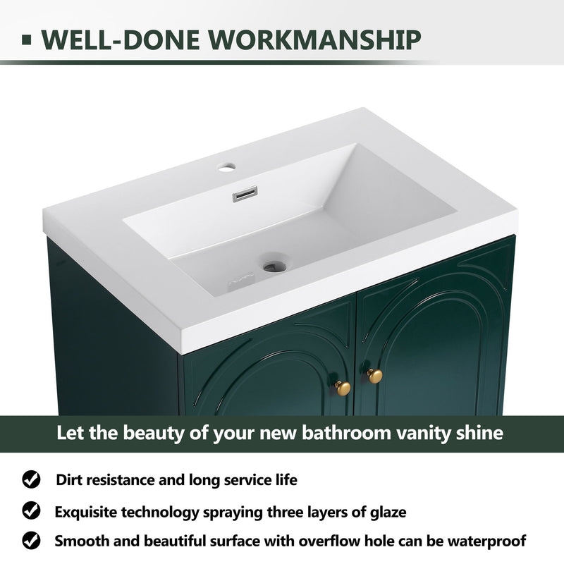 Contemporary Freestanding Bathroom Vanity With Resin Sink & Soft-Close Cabinet Doors