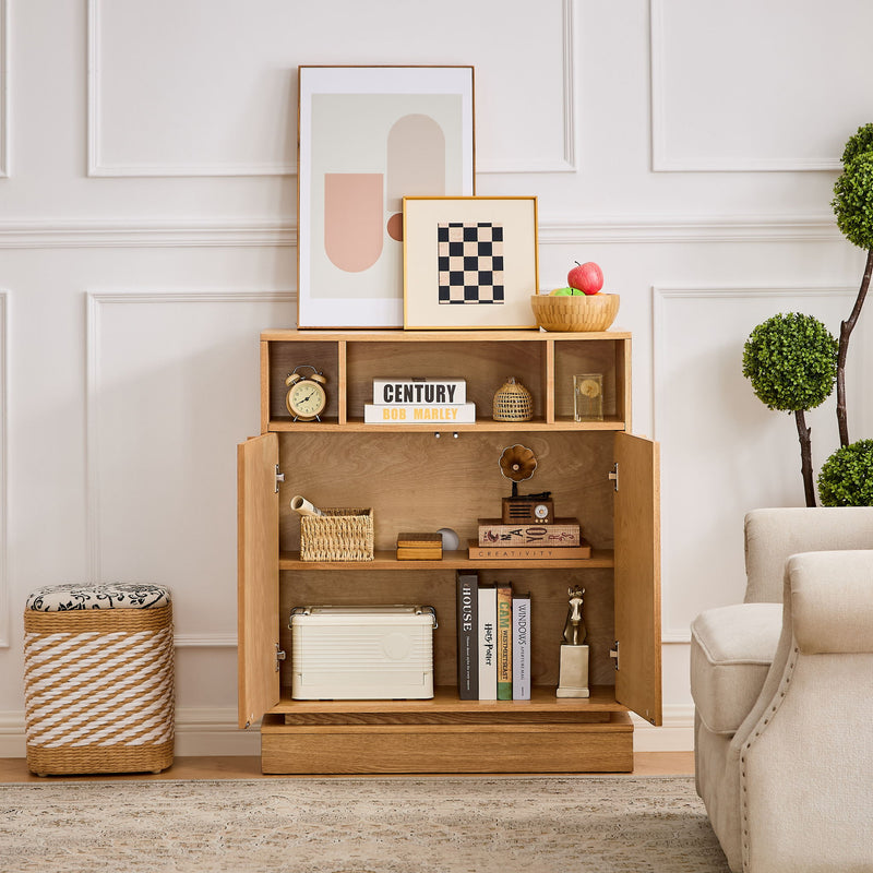Fluted Sideboard Buffet Cabinet With 2 Doors And Adjustable Shelf, Storage Cabinet For Entryway