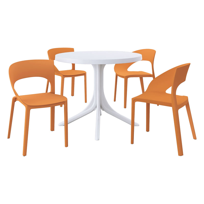 4 Piece Set Of Modern Designed Single Chairs With Round Table