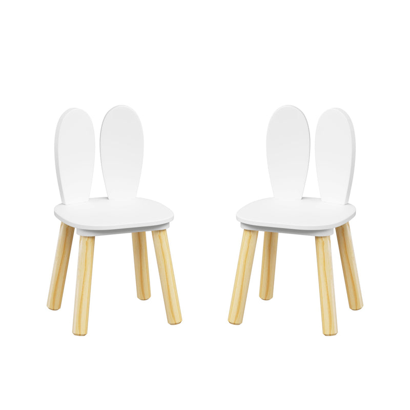 Rabbit Themed Table And 2 Chairs Set - White