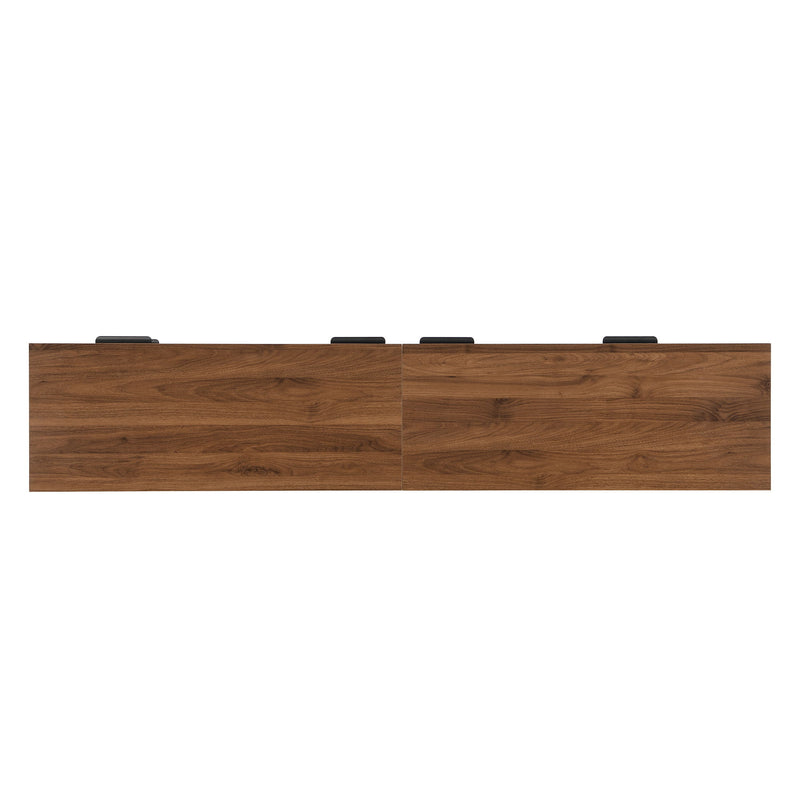 TV Stand With 2 Drawers, Doors & Cable Management, Soft Closing Hinges - Walnut