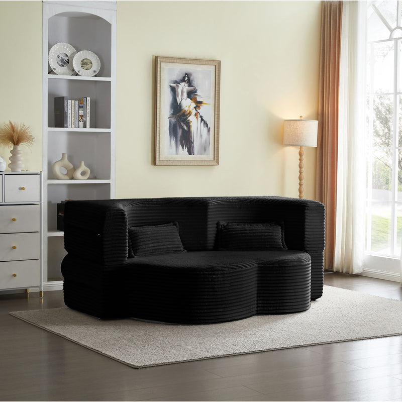 Floor Convertible Sleeper Sofa Bed With 2 Pillows