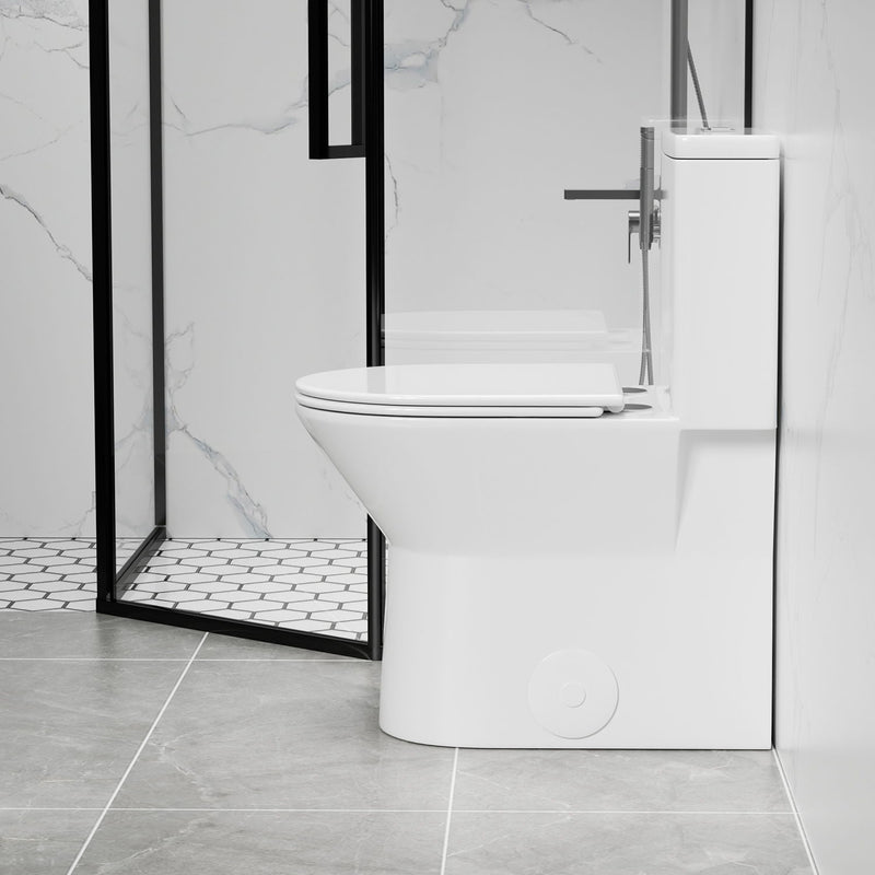 1 Piece Toilet With Dual Flush & Rimless Bowl - Glossy White