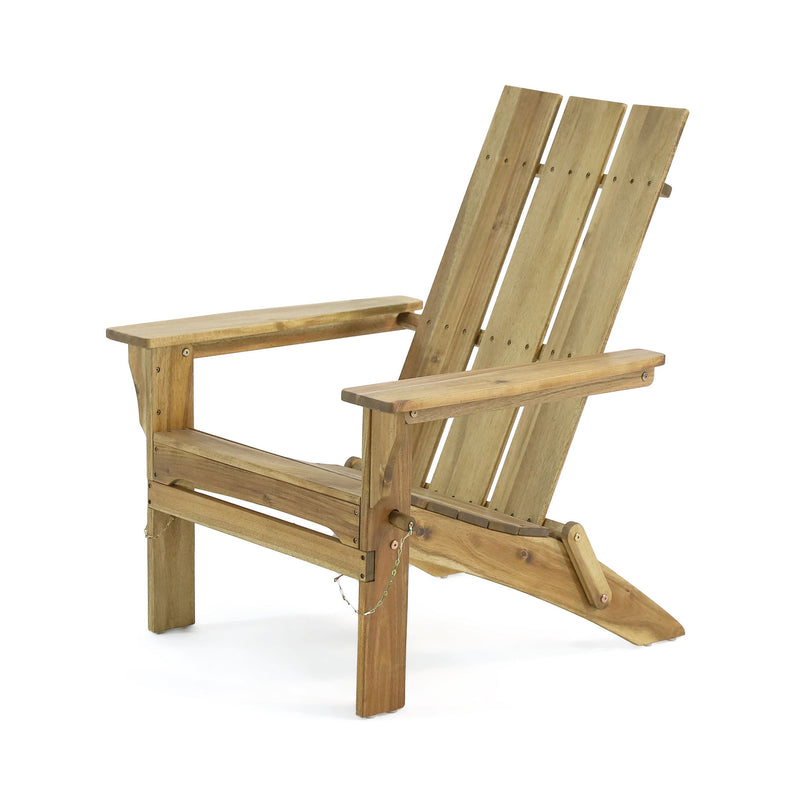 Outdoor Foldable Adirondack Chair With Slat Back - Natural
