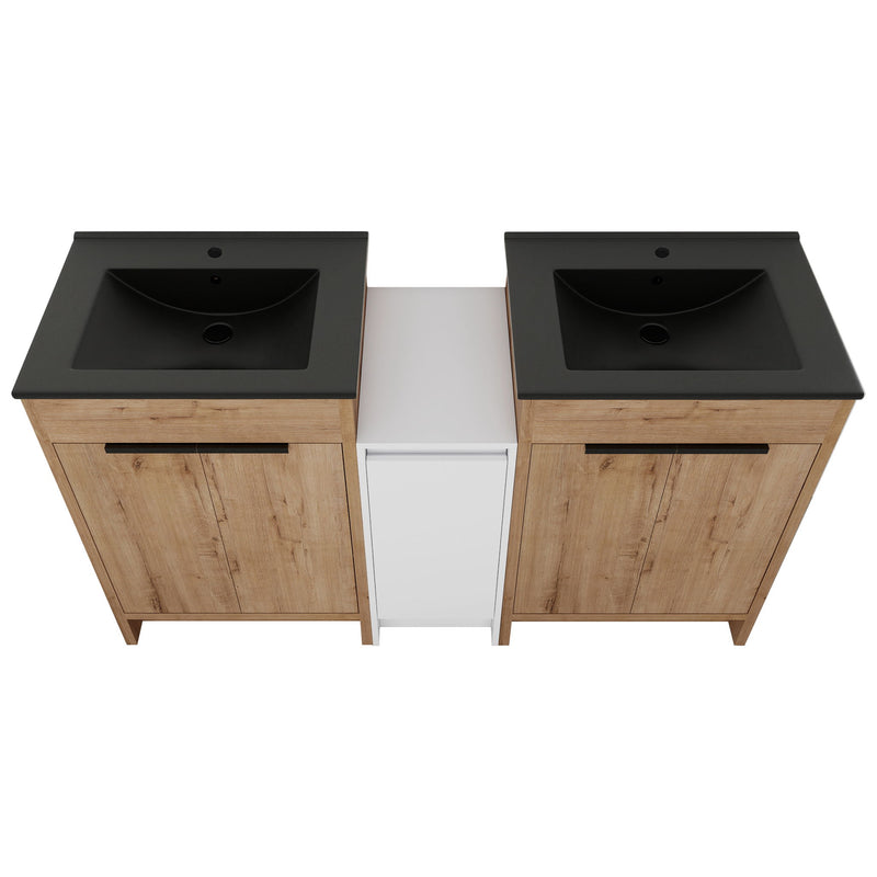 Freestanding Bathroom Vanity With Sink, Storage Cabinets, Soft Closing Doors
