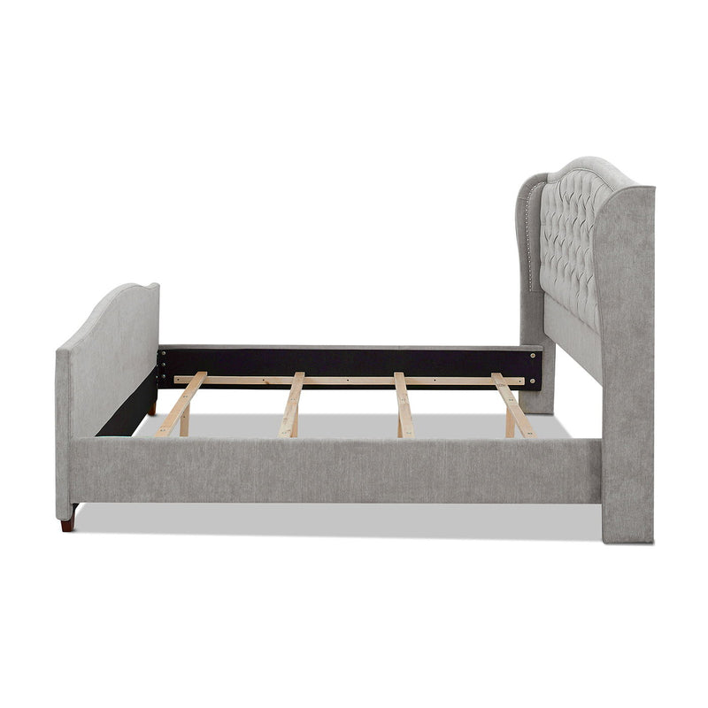 Marcella - King Upholstered Shelter Headboard Bed - Silver Gray