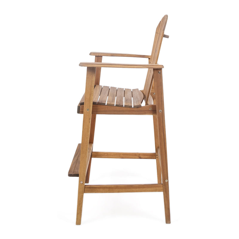 Outdoor Acacia Wood Adirondack Barstools (Set of 2)