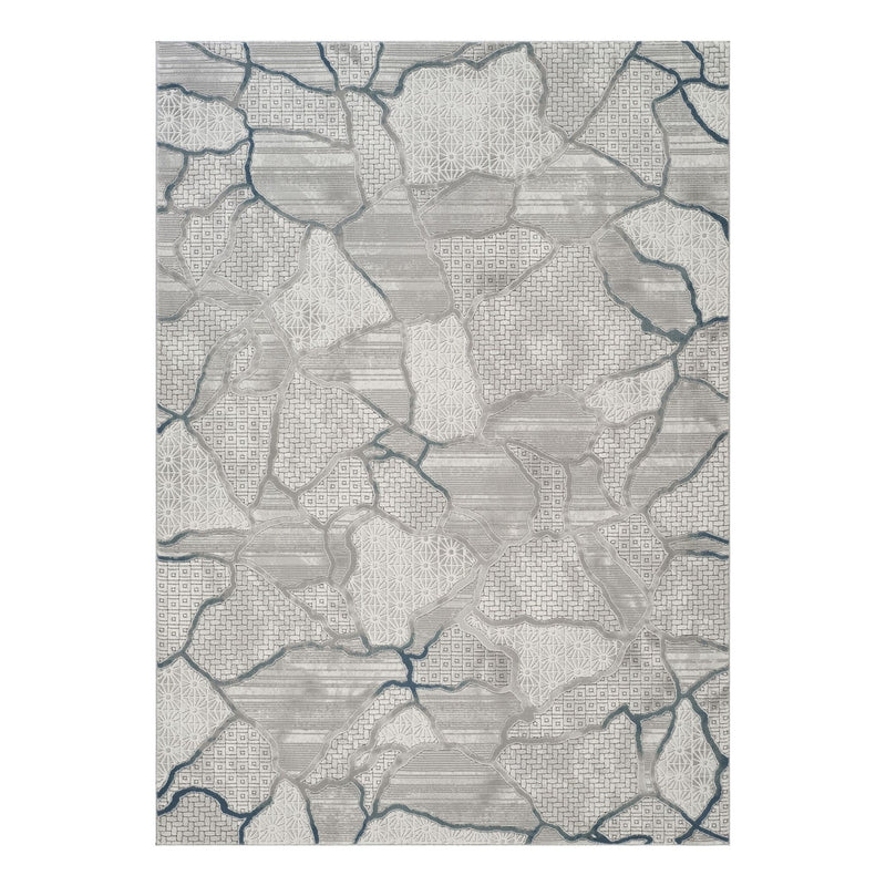 Geometrix - 5'3" X 7'3" Area Rug, Geometric 3D Effect - Ivory / Gray - Polyester