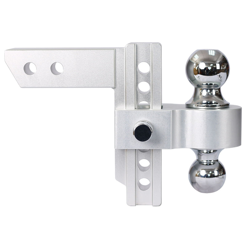 Alu - Adjustable Trailer Drop Hitch With 2" Receiver, 6" Adjustment - Silver