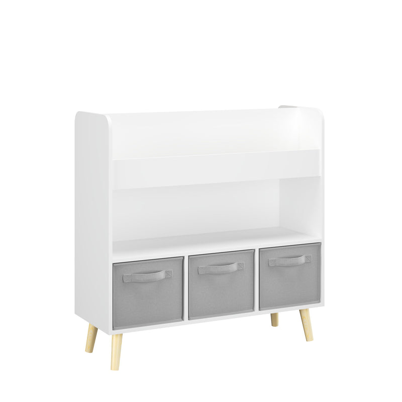 Bookshelf With 3 Bins, Storage Shelf For Toys And Books