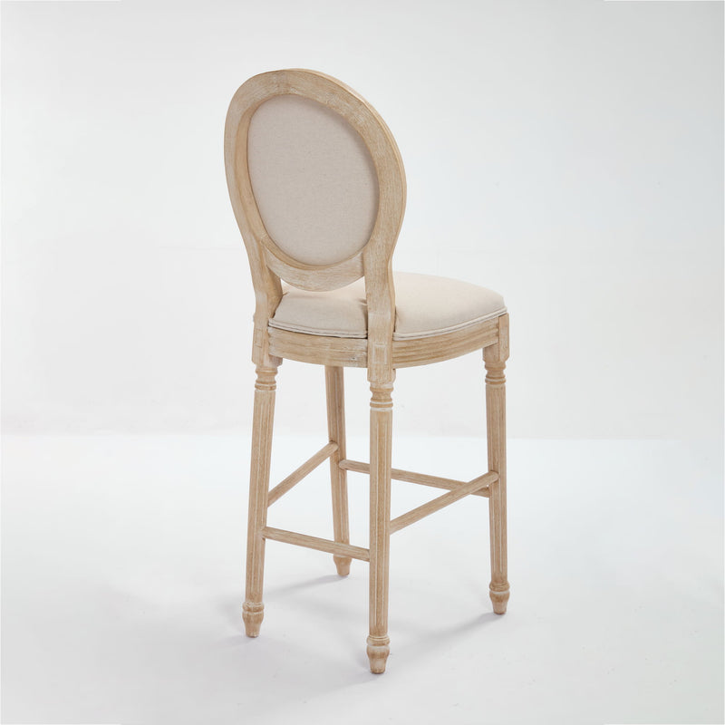 30'' Height Upholstered Bar Chairs With Round Back (Set of 2) - Beige
