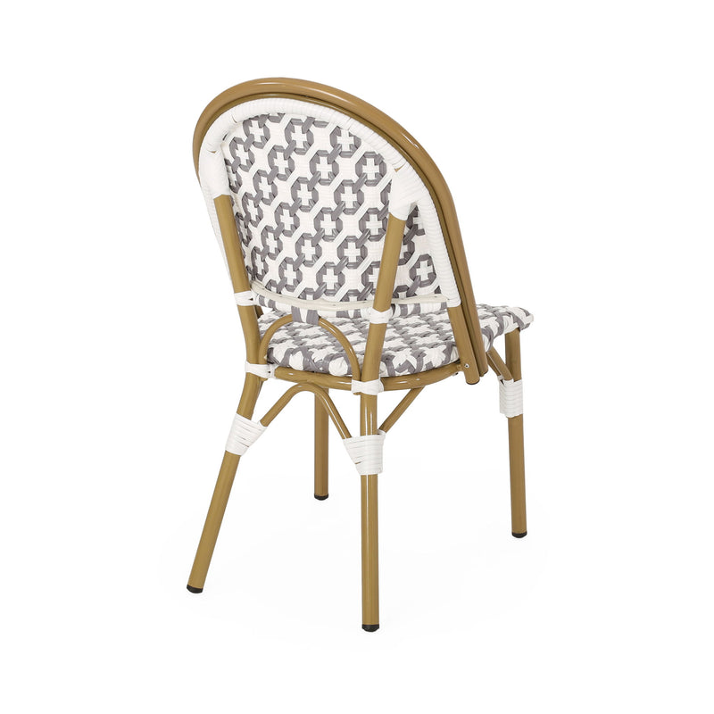 Chic French Bistro Chair With Durable Rattan And Aluminum Frame