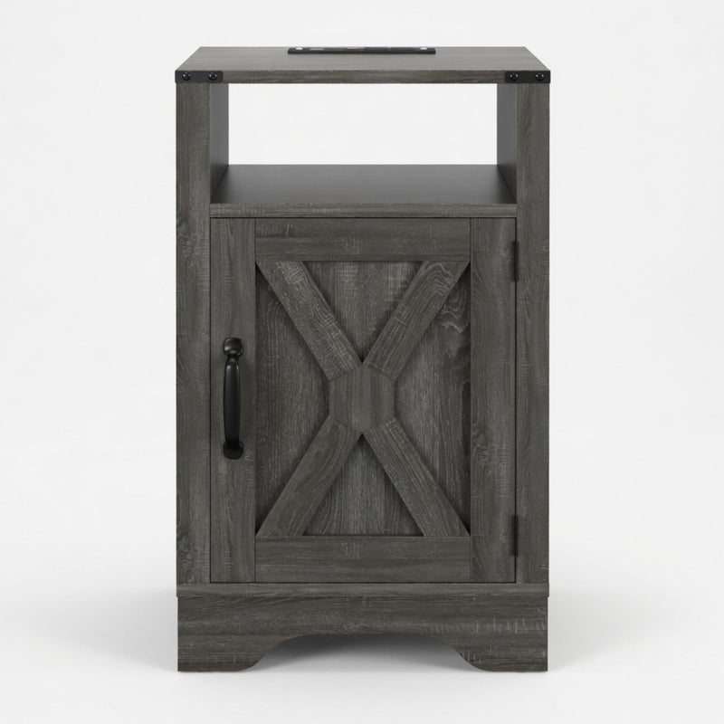 Farmhouse Nightstand, Charging Station & Storage